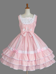 Robe lolita séduisante 100% coton rose style occidental