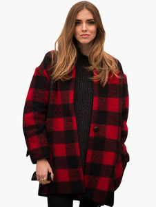 Attrayant manteau à carreaux ouverture avant