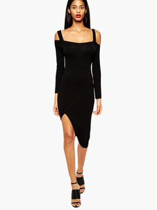 Séduisante mini robe coton noir à bretelles