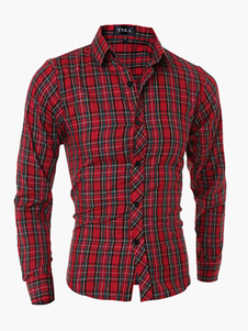 Chemise coton rouge manches longues