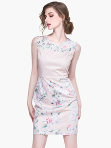 Robe imprimée fleuri à encolure dégagée sans manches Multi couleur