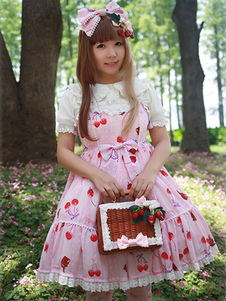Belle robe à bretelles lolita chiffon impression
