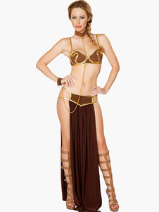 Costume sexy multicolore à volants plissé