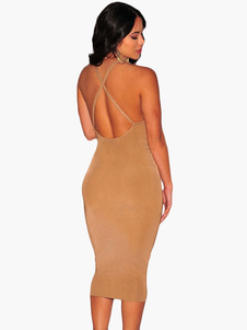 Belle robe bodycon avec croix au dos