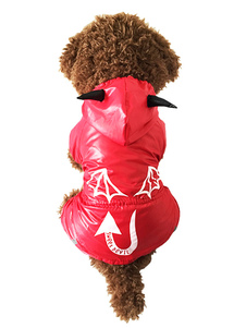 Manteau de pluie rouge imperméable à l'eau une seule pièce animaux de compagnie