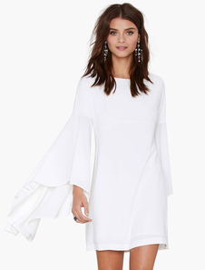 Magnifique robe droite style urbain en rayonne blanc