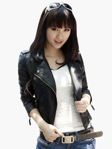 Belle veste pour femme noir style urbain multicouche