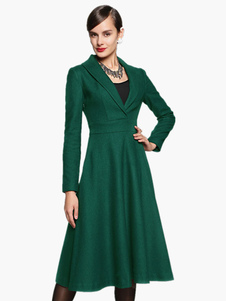 Magnétique manteau vert foncé plissé revers cranté