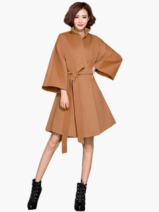 Populaire manteau havane col montant