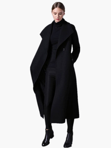 Fascinant manteau noir revers cranté