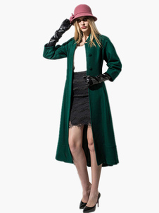 Chic manteau femme vert foncé avec bouton