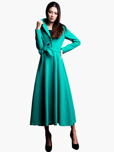 Charmant manteau vert plissé revers cranté