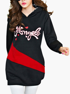 Sweater de sport en coton imprimé lettres à capuche