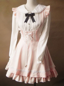 Robe Lolita attirante synthétique unicolore avec noeuds douse