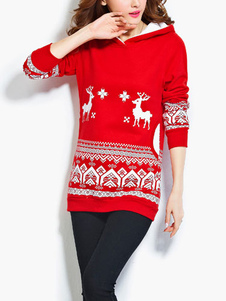 Pull sportwear en coton imprimé animal à capuche