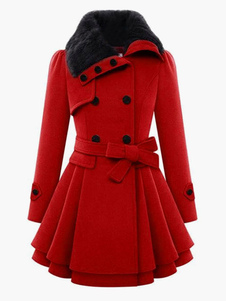 Manteau coton unicolore avec ceinture