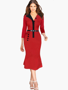 Robe bodycon rouge col V