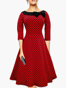 Robe vintage fabuleuse rétro à pois noeud papillion