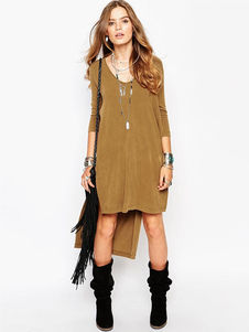 Magnifique robe pull sexy marron claire street style