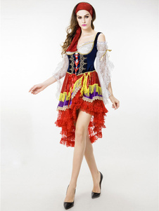 Toussaint Cosplay Costume Luxe rouge rétro pour femmes