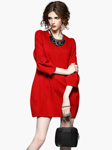 Fantastique mini robe unicolore encolure dégagée