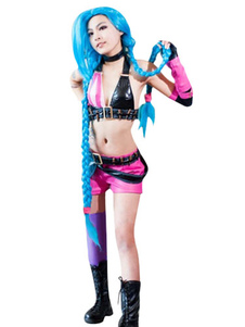 Toussaint Cosplay Costume Sexy League Of Legends Jinx pour femme