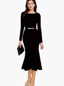 Robe bodycon col ras du cou à volants plissé