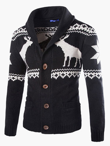 Cardigan homme casual coton motifs d'animaux moulant