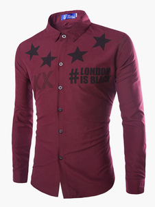 Chemise casual coton imprimé lettres manches longues