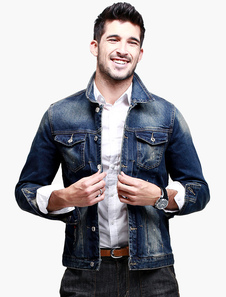 Blouson de qualité bleu avec bouton