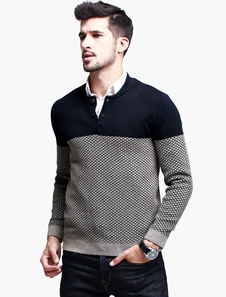 Pull de haute qualité kaki avec tricot moulant col V