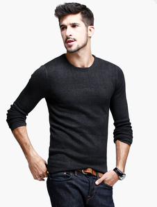 Pull parfait gris foncé moulant col ras du cou