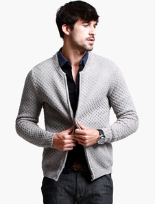 Cardigan parfait casual coton gris avec zip