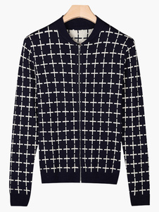 Pull confortable coton jacquard col ras du cou