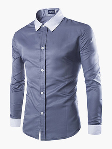 Chemise casual coton unicolore manches longues