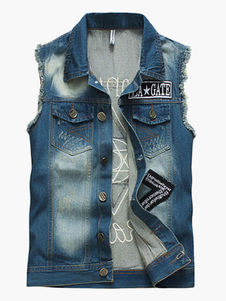Mots Casual Denim impression belle Veste homme
