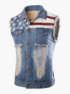 Blouson soutenu en denim bleu foncé