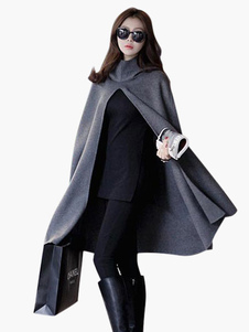 Poncho oversize à capuchon gris