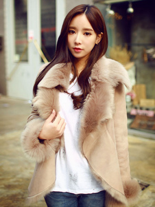 Veste de fourrure hiérarchisé de Turndown Collar