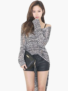 Attrayant pull féminin casual noir tricoté