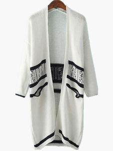 Cardigan féminin casual blanc tricoté