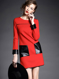 Charmante robe droite rétro bicolore moulant