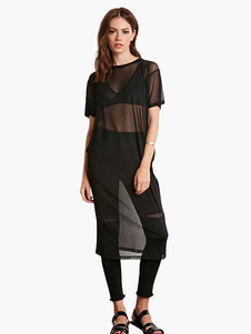 Belle blouse de plage sexy noire pour femme