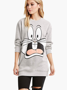 Sweater activewear gris imprimé de dessins animés