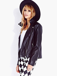 Veste féminine noir punk avec zip