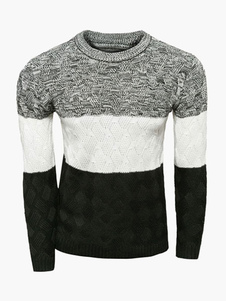 Pull homme en brocart col ras du cou