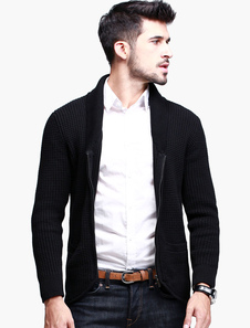Cardigan mode homme casual coton noir