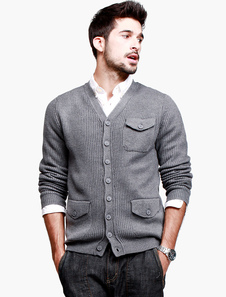 Cardigan mode homme casual coton gris