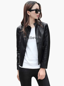 Veste pour femme noir punk avec zip col montant