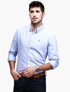 Chemise de costume moulante coton bleue